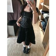 今季マストバイ   早春新作   パフスリーブ 半袖  トップス＋フリル   ミニスカート  2 点セット