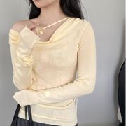 UC1033トップス レディース カットソー ニット 長袖 4色 韓国風 2026春夏新作