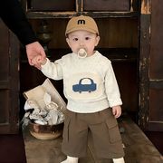 2026春秋子供服 可愛い ニットセーター&パンツ セットアップ 韓国風 ベビー服 キッズ服 [73~110cm]