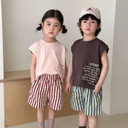 2026春夏※QQMM☆セットアップ ストライプ タンクトップ＋ショートパンツ 2点セット