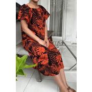 ★新着！★  サマードレス Aライン / orange 涼しくゆったり  ～バリ島より