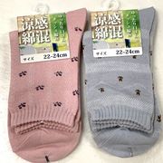 【最終在庫値下げ☆通気性がよく爽やか】婦人　綿混　小花柄　ゆったりメッシュソックス