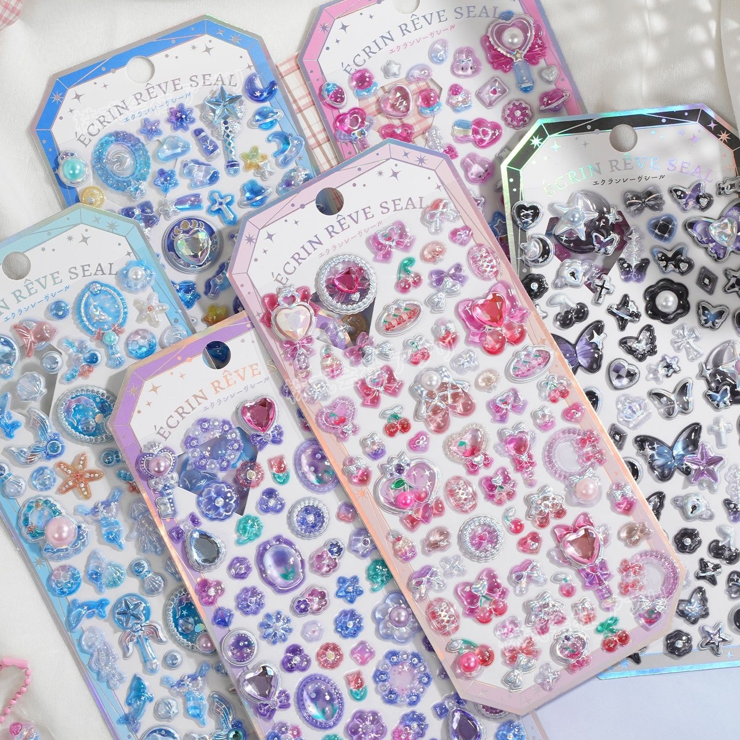 【6種類】ぷくぷくシール 硬い デコシール 手帳素材 DIY 3Dシール 3Dステッカー ラベル 粘着シール テープ