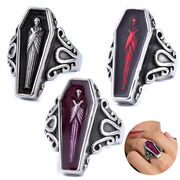 メンズ リング スカル 棺桶 ステンレス ダーク系 レトロ ハロウィン アクセサリー