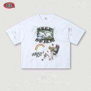 メンズ ビンテージ風 ラウンドネック 半袖 Tシャツ 男女専用 ストリート系 トップス 夏 2026新作★