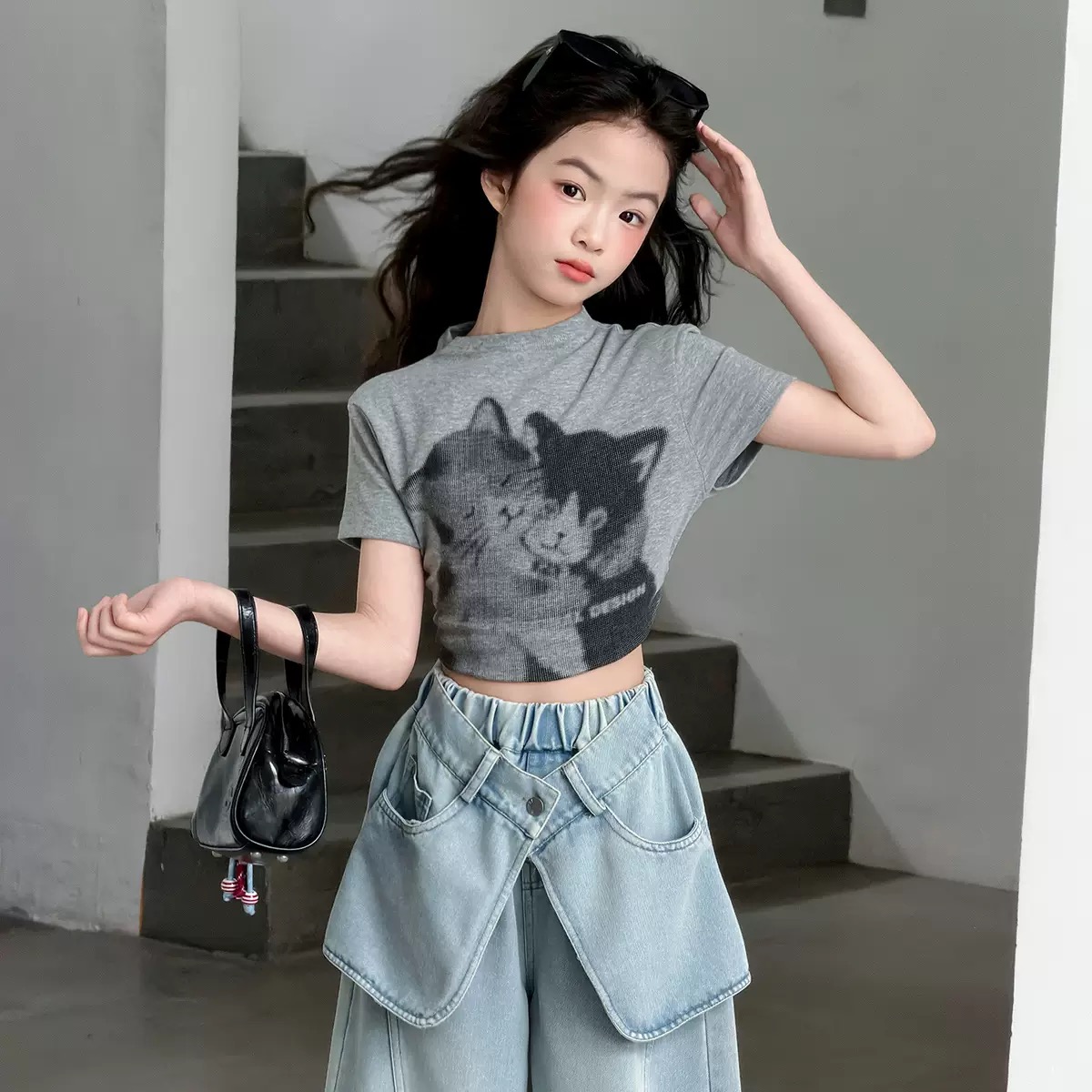 2026夏新作 子供服 キッズ 女の子 夏コーデ T-シャツ デニムパンツ 