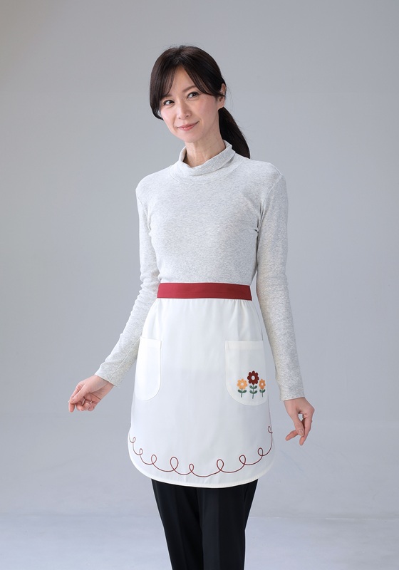 【即納】レトロ刺繍サロンエプロン