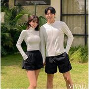 女子ビキニ  カップル水着 分体式水着 ラッシュガード 長袖長ズボン水着 無地シンプル 水着 三点セット