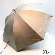 【晴雨兼用】【長傘】サクラ骨・シャンブレー生地2駒花畑刺繍ブラックコーティング手開き傘