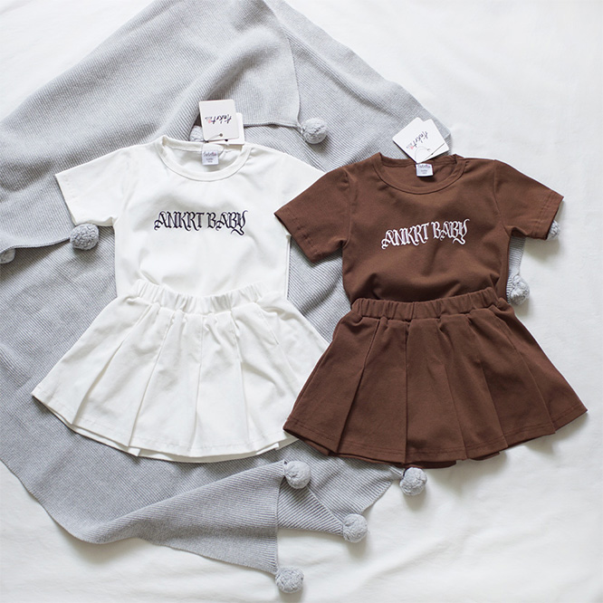2026夏※KRT☆親子コーデ 半袖Tシャツ＆プリーツスカートセット キッズ