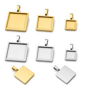 ペンダント空枠 ステンレス304 1個売りスクエア形 10×10mm 15×15mm 20×20mm アクセサリーパーツ