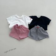 2026新作韓国子供服 ベビー服  キッズ 男女兼用 半袖トップス+ ショートズボン 2点セット2色 73cm-100cm