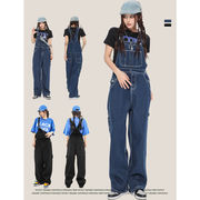 メンズ デニム サロペットパンツ オーバーオール つなぎ服 オールインワン 作業服 ボトムス★全2色