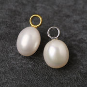淡水パール チャーム エッグ【1個】約18mm～19mm ステンレス ゴールド シルバー 真珠【p-pe343】