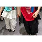 全2色 パンツ フェイク フリル 切り替え 体型カバー 着痩せ シンプル カジュアル