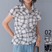 【2026新作商品♪】シャーリングデザインチェック柄シャツ