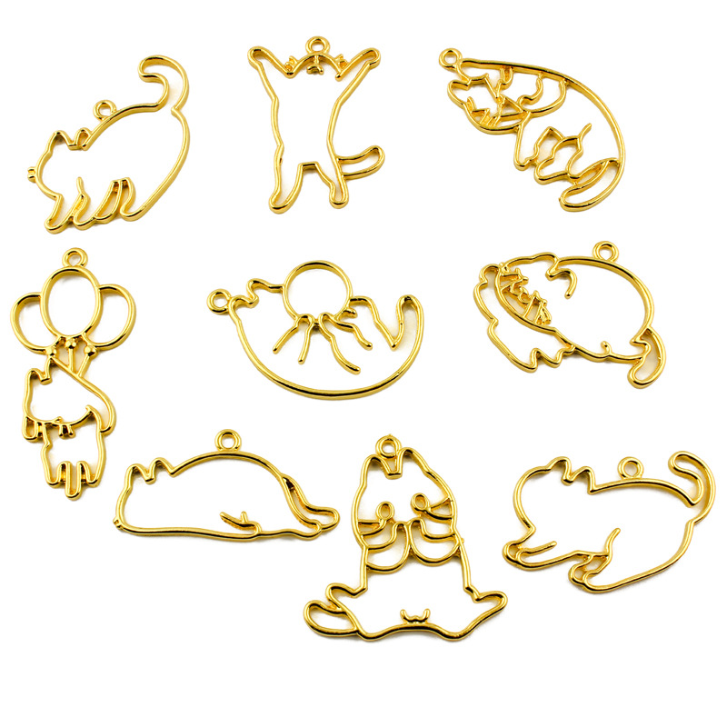 レジン 枠 空枠 ネコ ゴールド 金具 アクセサリーパーツ 猫 キャット ハンドメイドパーツ にゃんこ 手芸
