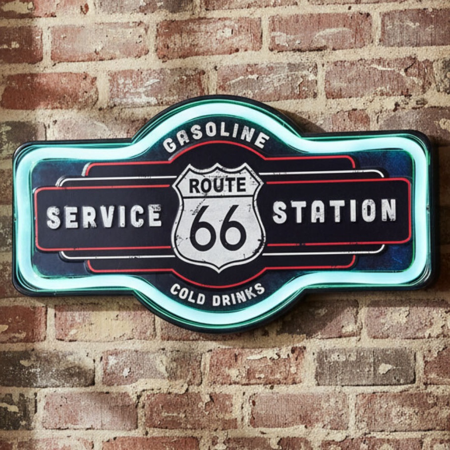 アンティークエンボスプレート ダイカット 66 SERVICE STATION★