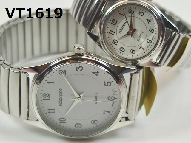 ＶＩＴＡＲＯＳＯメンズ、レディース腕時計　ペア　ジャバラベルト　日本製ムーブメント　見やすい文字盤