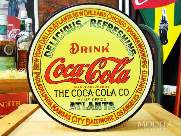 アメリカンブリキ看板 コカ・コーラ 丸い樽のラベル