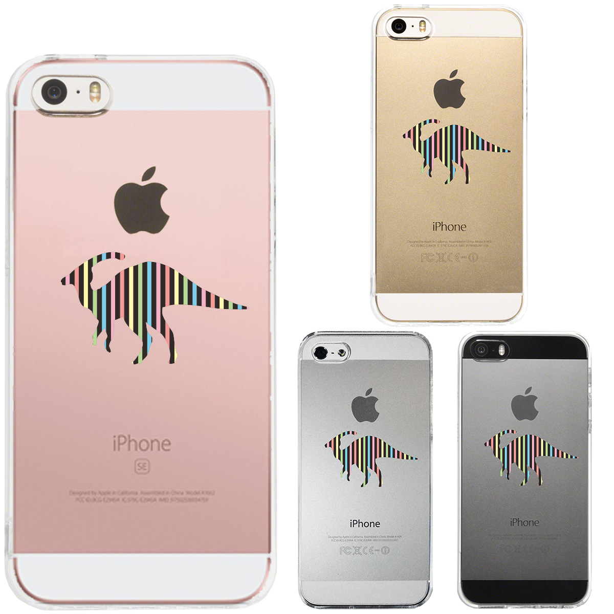 iPhone SE 5S/5 対応 アイフォン ハード クリアケース カバー シェル ストライプ 恐竜 カモノハシ