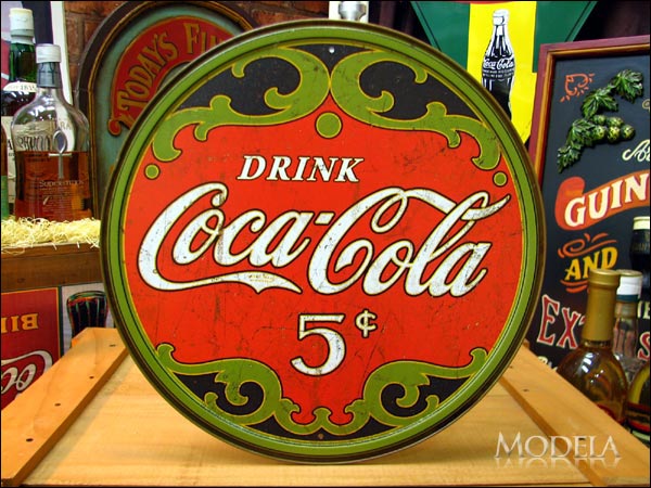 アメリカンブリキ看板 コカ・コーラ 5セント 円型