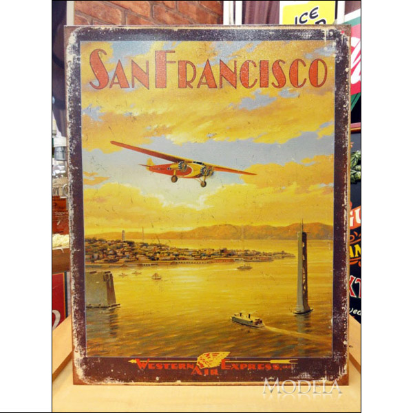 アメリカンブリキ看板 サンフランシスコ－飛行機