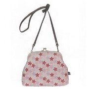 【ご紹介します！安心の日本製！ほっこりかわいいバッグ！6.8寸口金ショルダー（中）】五色花　ピンク