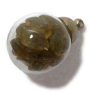 天然石チップ（さざれ/小石）瓶チャーム 丸型瓶パーツ/ラッキーチップ (L:16mm) ラブラドライト