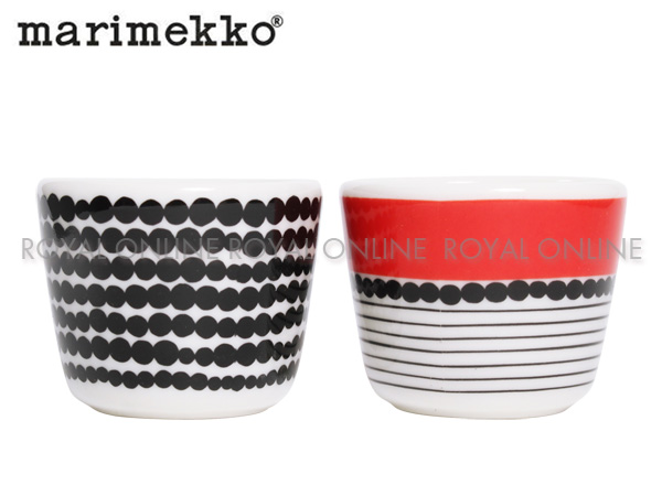 【マリメッコ】 小鉢 ラシィマット エッグカップ ホワイト/ブラック/レッド 2個セット