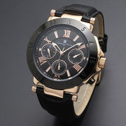 正規品Salvatore Marra腕時計サルバトーレマーラ SM14118S-PGBK 10気圧多軸クォーツ 革ベルト メンズ腕時計