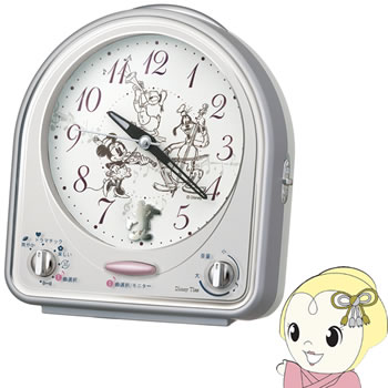 目覚まし時計 置き時計 セイコークロック Disneyメロディ目覚まし時計 銀色  SEIKO　ディズニー　キャ・