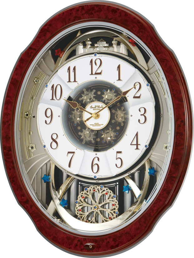 【アウトレット品】リズム時計製 電波掛時計「スモールワールドブルームDX」4MN499RH23
