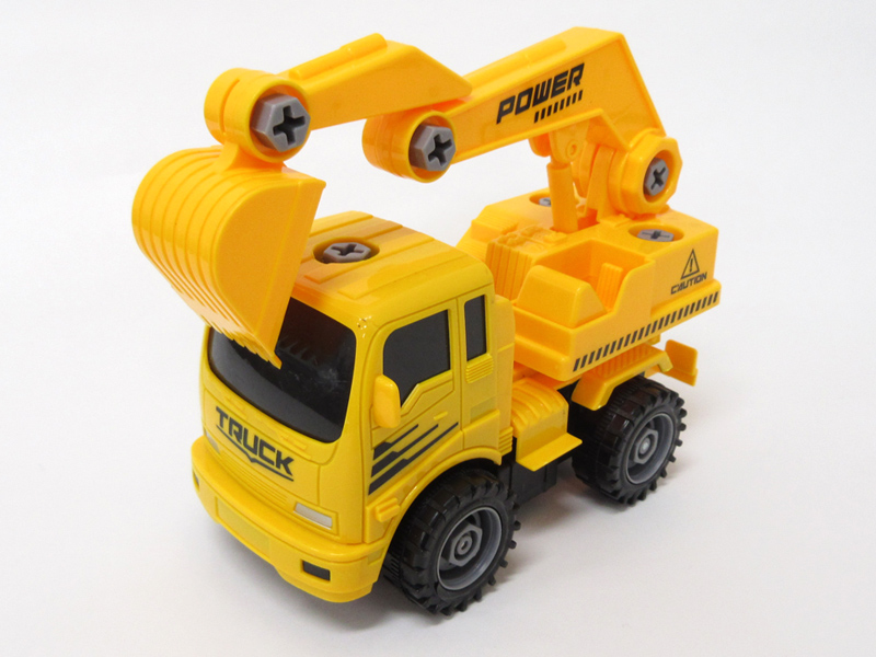 ＜ミニカー・知育玩具＞自分で組み立てよう！DIYフリクション対応トラック　パワーショベルカー