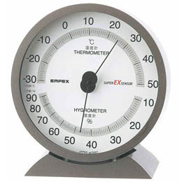 EMPEX 温度・湿度計 スーパーEX高品質 温度・湿度計 卓上用 EX-2717 メタリ