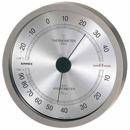 EMPEX 温度・湿度計 スーパーEX高品質 温度・湿度計 壁掛用 EX-2727 メタリ