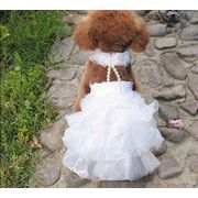 一部即納　新作　　ウエディングドレス　ワンピース　可愛い犬服　ペット用品★ピンク、ホワイト（S-XL）