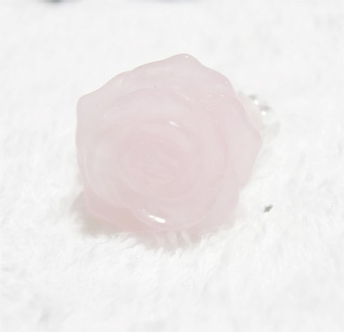 天然石　ローズクォーツ　水晶　クリスタル　薔薇リング　指輪　RR