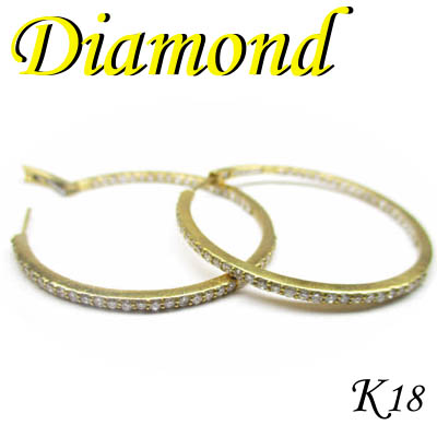 5-1311-05009 AADT  ◆  K18 イエローゴールド ダイヤモンド デザイン フープ ピアス