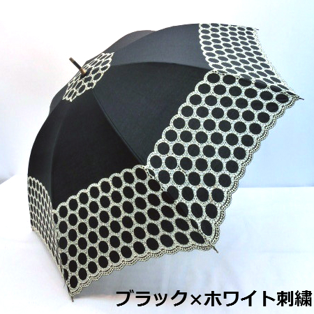【日傘】【パラソル】【長傘】クラッシックでエレガントな純パラソル　ロールレース刺繍