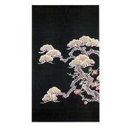 【新登場！安心の日本製！手績み、手織りの麻に染められた麻のれん！本型染めのれん】黒松