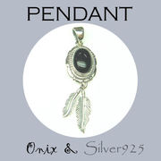 ペンダント-11 / 4-4050-15 ◆ Silver925 シルバー ペンダント フェザー オニキス
