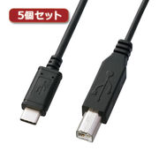 【5個セット】 サンワサプライ USB2.0TypeC-Bケーブル KU-CB10X5