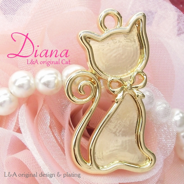 ★L&A original Parts★意匠登録済★かわいい♪リボンのねこちゃん♪ミール皿♪K16GP♪