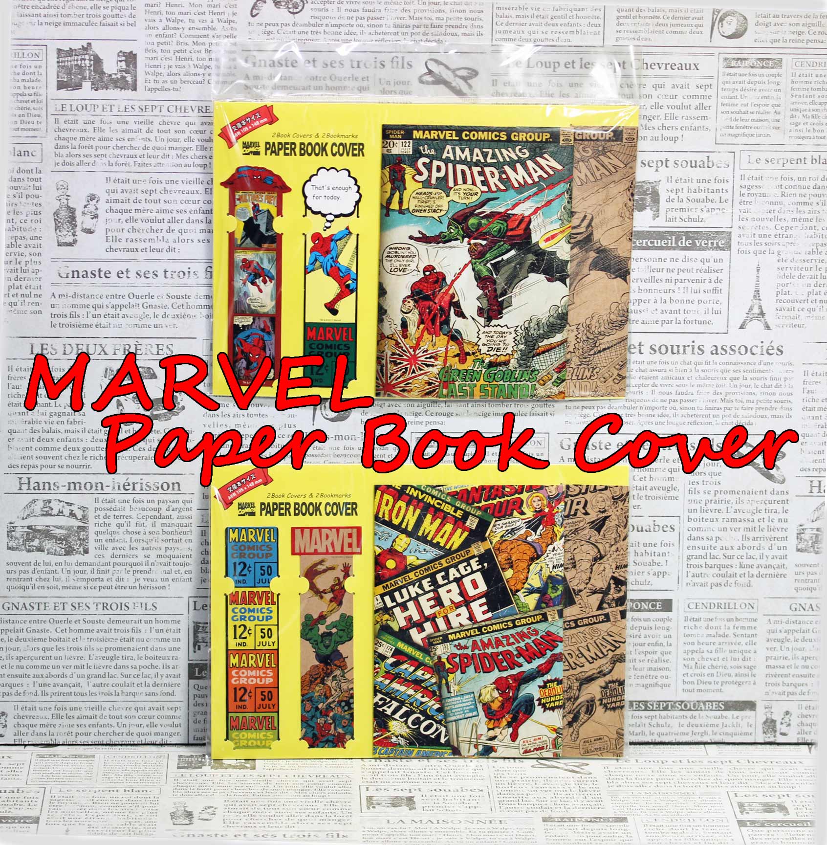[sale]　ブックカバー / MARVEL　Paper Book Cover / しおり付きセット / 【日本製】
