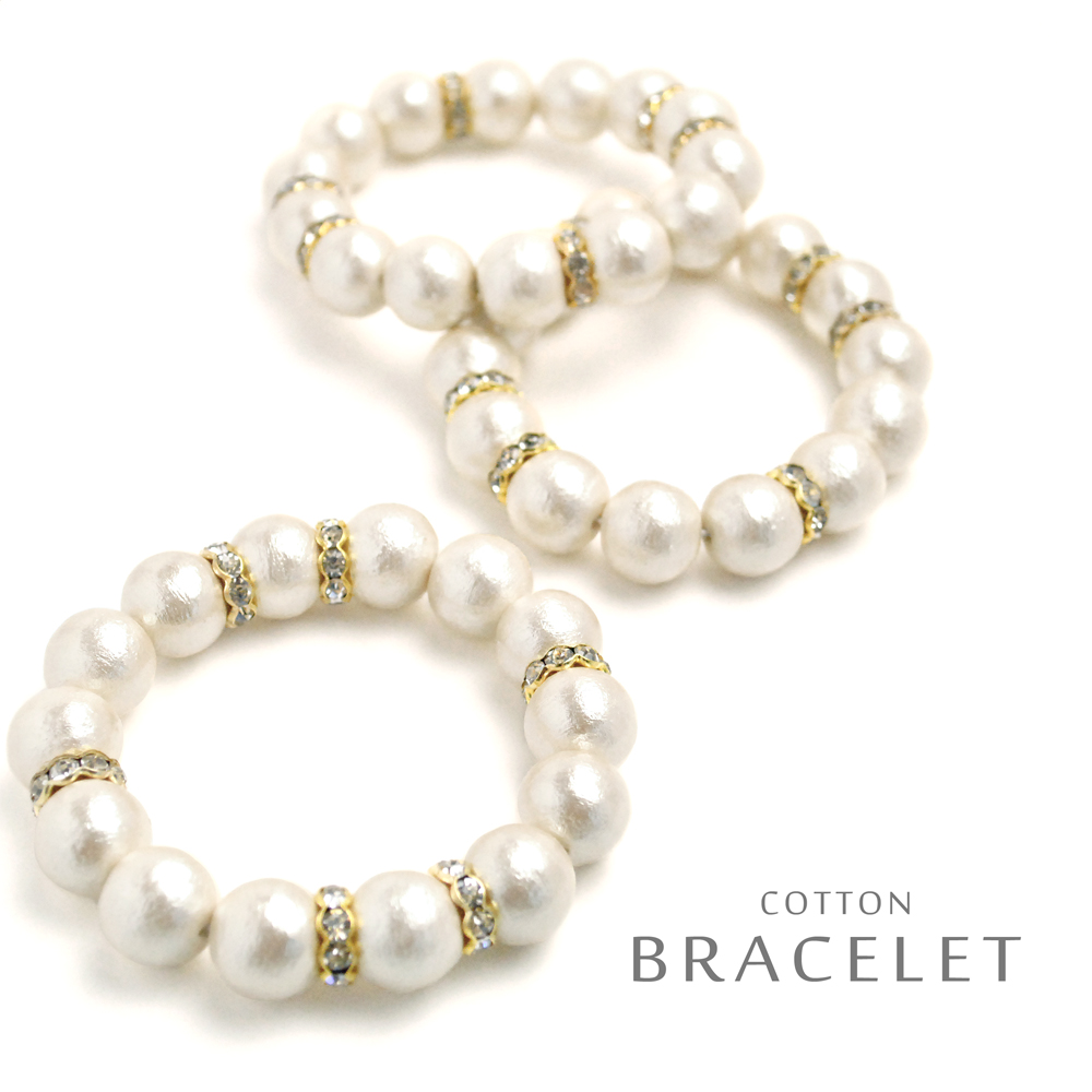 ▼MAGGIO▼【MADE IN JAPAN(日本製)】国内仕上げの高基準アクセ♪ 12mmコットンパール風ブレスレット