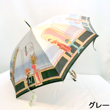 【日本製】【雨傘】【長傘】甲州織生地ホグシ織ランプ柄タッセル付手元ジャンプ傘