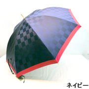 【日本製】【雨傘】【長傘】甲州産朱子織市松柄軽量金骨ジャンプ傘