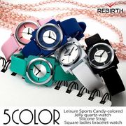 【REBIRTH リバース】セイコームーブ 日常生活防水 カラー豊富ラバーウォッチ RB009 レディース腕時計
