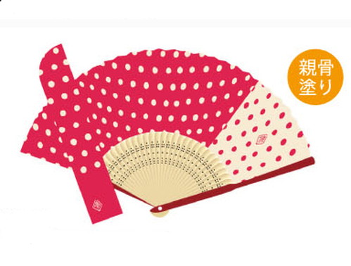 【ご紹介します!夏の売れ筋!涼風創作雑貨!シルク扇子・袋付】夢二/水玉 ピンク